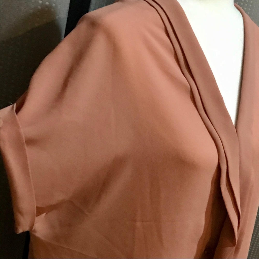 ❄️EUC❄️Oversized Rosé Dex Sheer Button Down Blouse - Picture 3 of 8